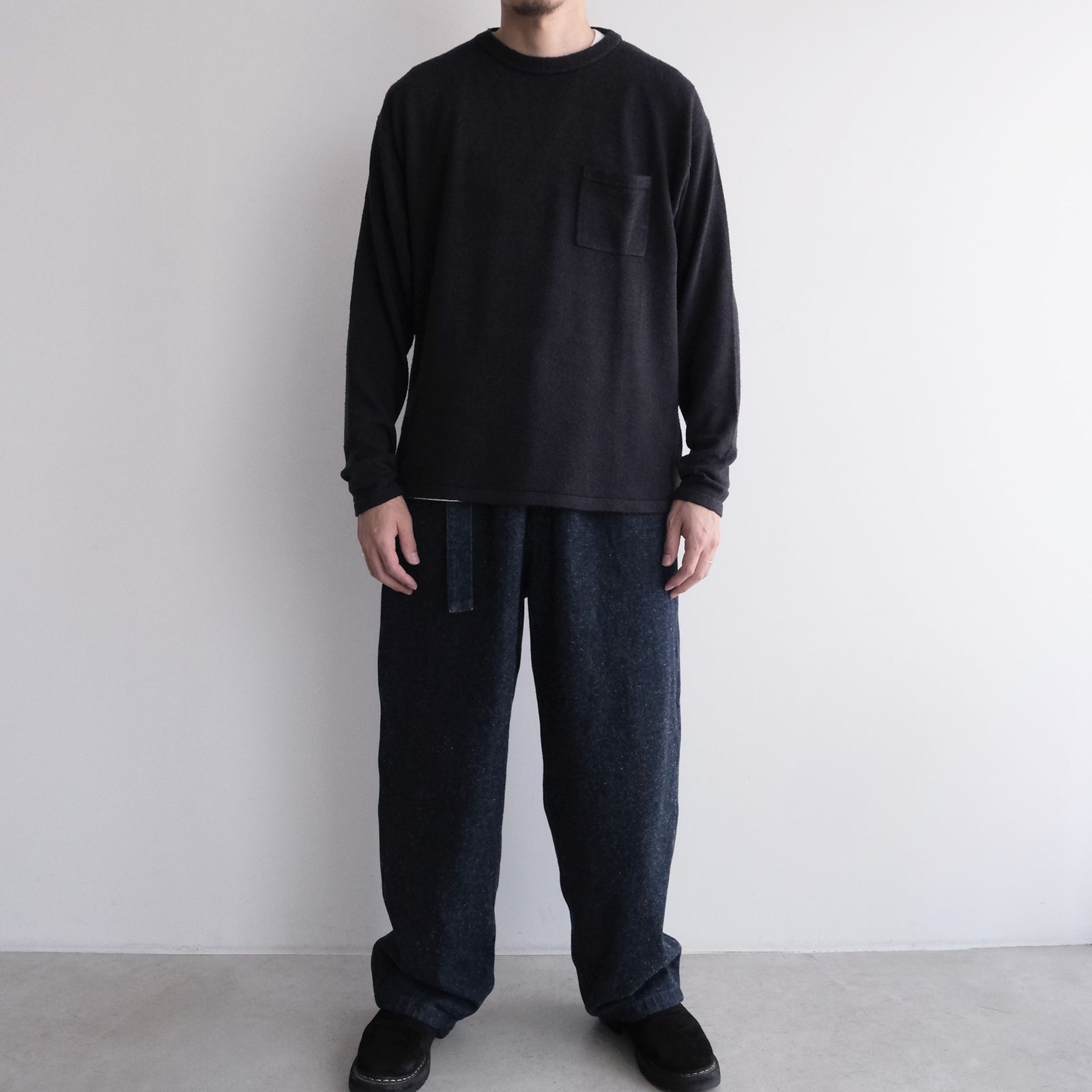 Silk Knit L/S Crew Neck -ニット-（Dark Navy / ダークネイビー）