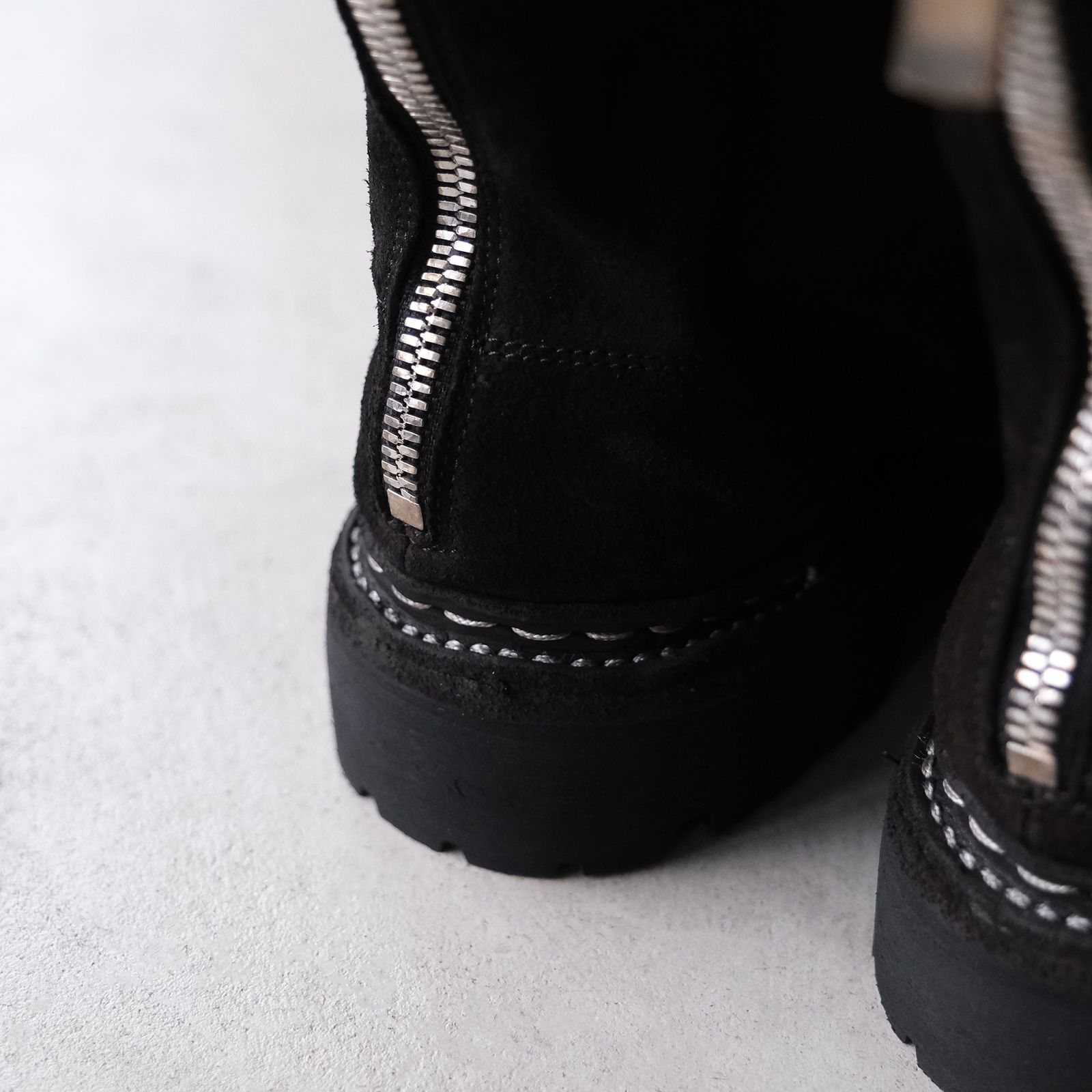 GUIDI - 796V_N Calf Reverse Shoes Back Zip Boot -ブーツ-（Black