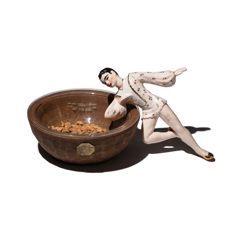 Vintage Wooden Bowl With Glass -ボール-