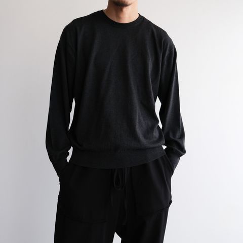 Cotton Cashmere Crew Neck -ニット-（Charcoal / チャコール）