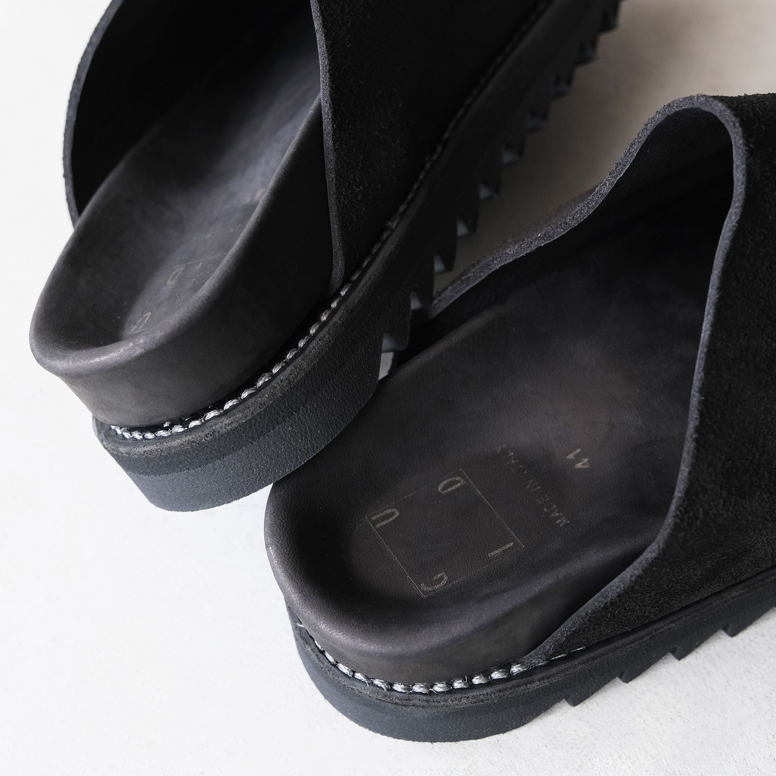 BRK05 Calf Back Side Reverse Unlined Sandal -サンダル-（Black / ブラック）