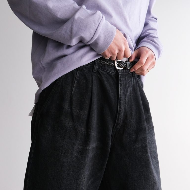 Graphpaper - Selvage Denim Two Tuck Pants -パンツ-（Black Dark 