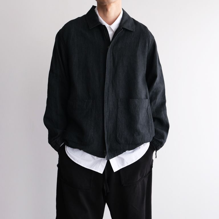 ATON - Hard Linen Utility Jacket -ジャケット-（Charcoal Gray 