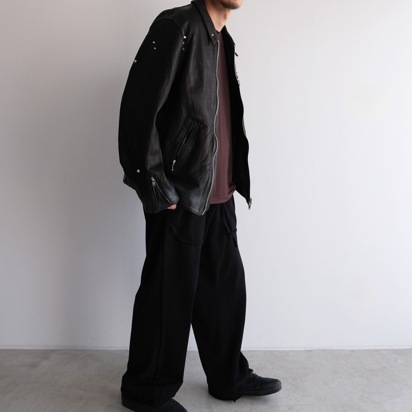 Hand Dyed Studded Riders Jacket -ライダースジャケット-（Black / ブラック）