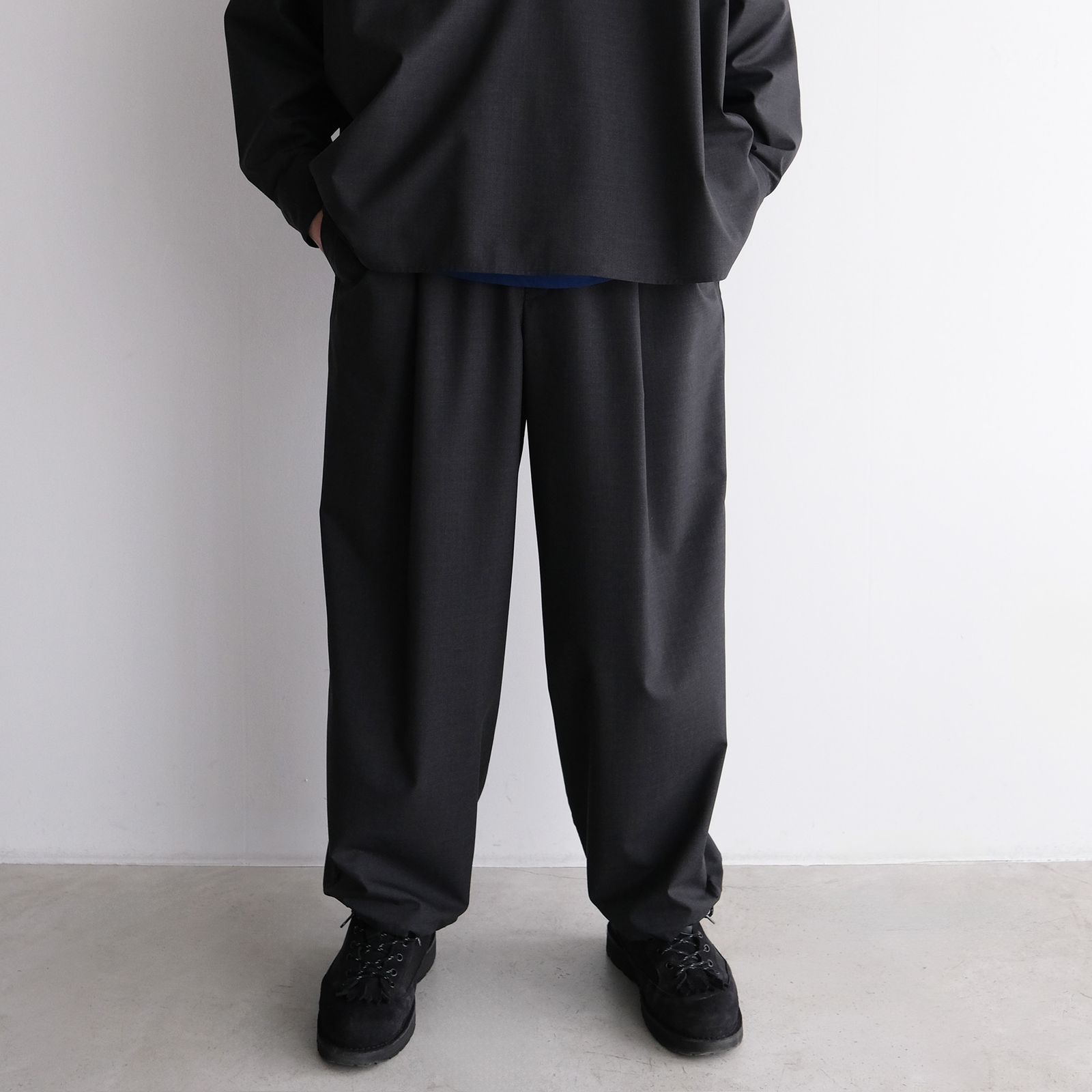 Fine Wool Heather Drawstring Track Pants -パンツ-（Charcoal / チャコール）GM261-40322