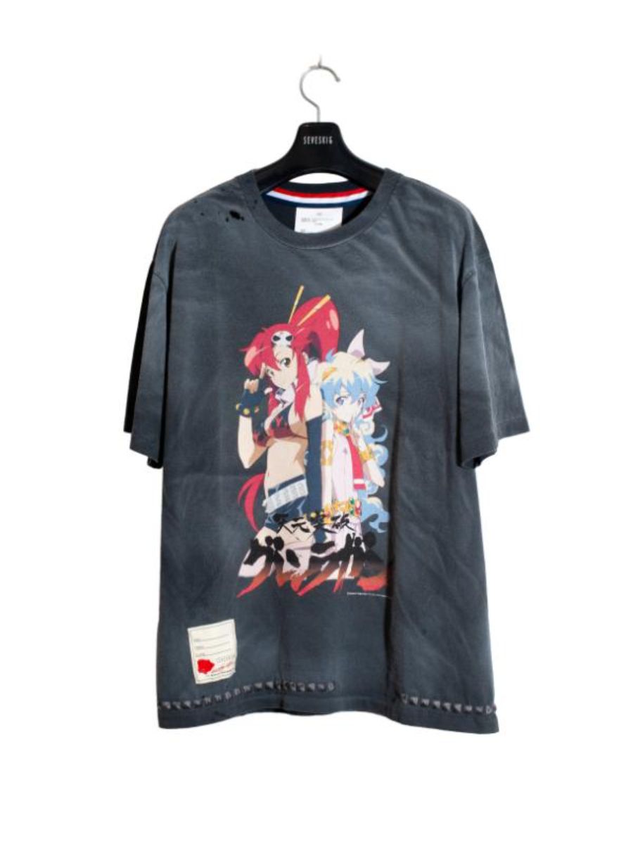 天元突破グレンラガン ヨーコ＆ニア ティー ショートスリーブ 半袖 Tシャツ  / GURREN LAGANN YOKO & NIA TEE / ブラック