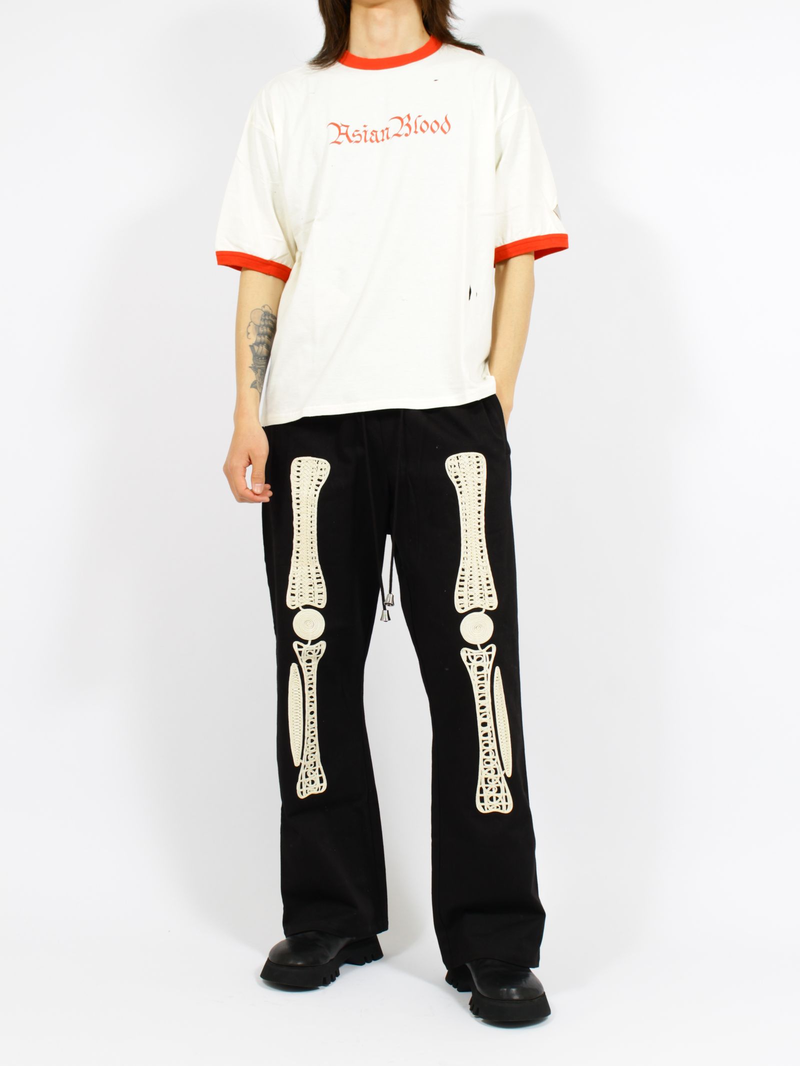 【26SS】ディストレスド トリム Tシャツ 'ASIANBLOOD / DISTRESSED TRIM T SHIRT 'ASIANBLOOD / ホワイト