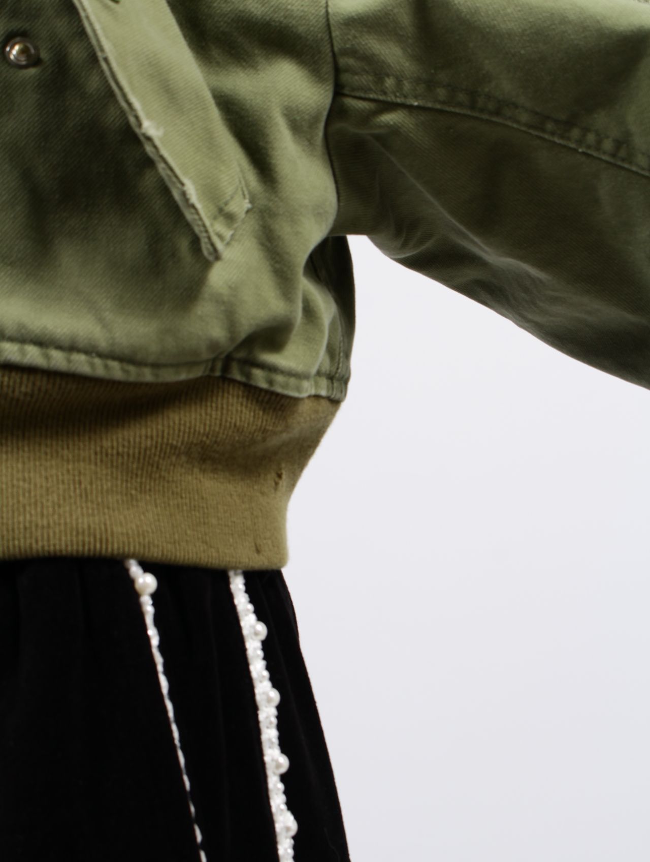 【25SS】コットン ディストレスド ショート フライト ジャケット / COTTON DISTRESSED SHORT FLIGHT JKT / オリーブ