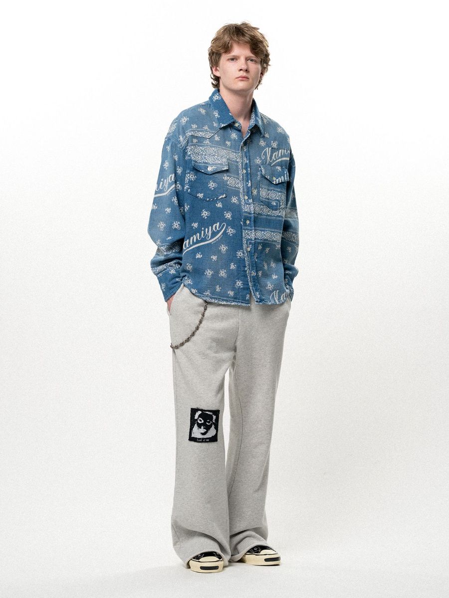 【26AW】 "ガールパッチ" ブーツカット スウェットパンツ フレア パンツ / "GIRL PATCH" BOOTCUT SWEAT PANTS / グレー