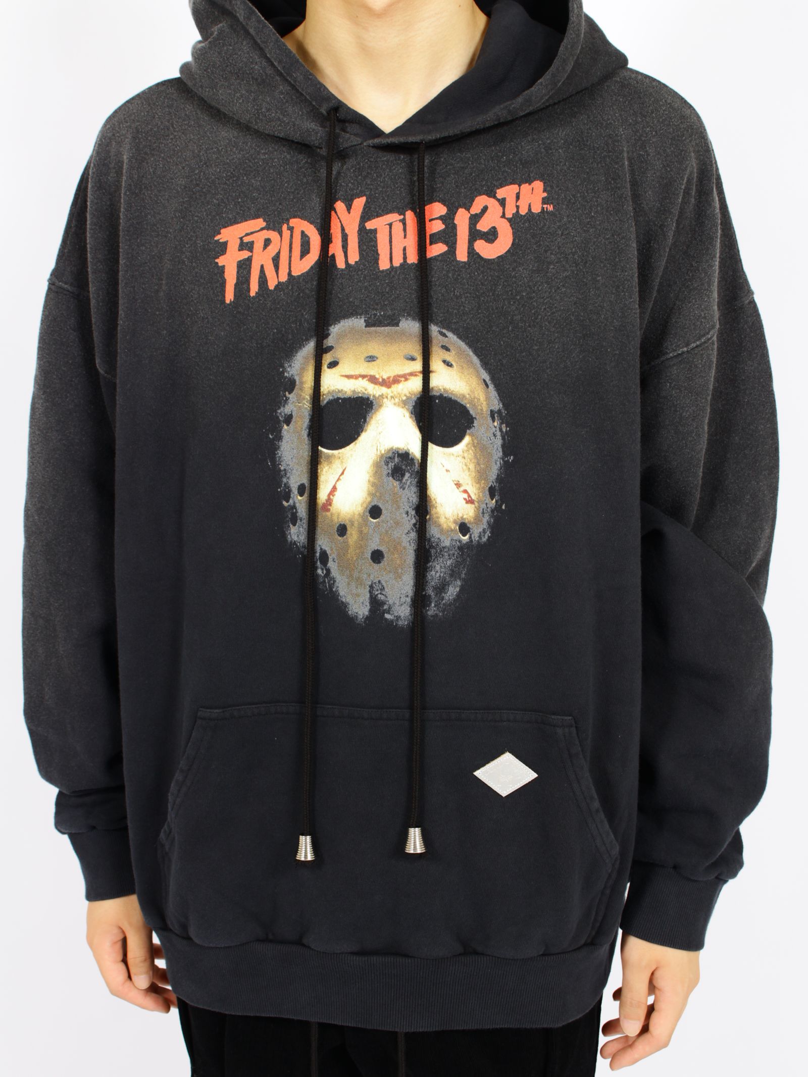 【 13日の金曜日 コラボ】ヴィンテージ エフェクト フーディー パーカー / x FRIDAY THE 13TH VINTAGE EFFECT HOODIE / ブラック