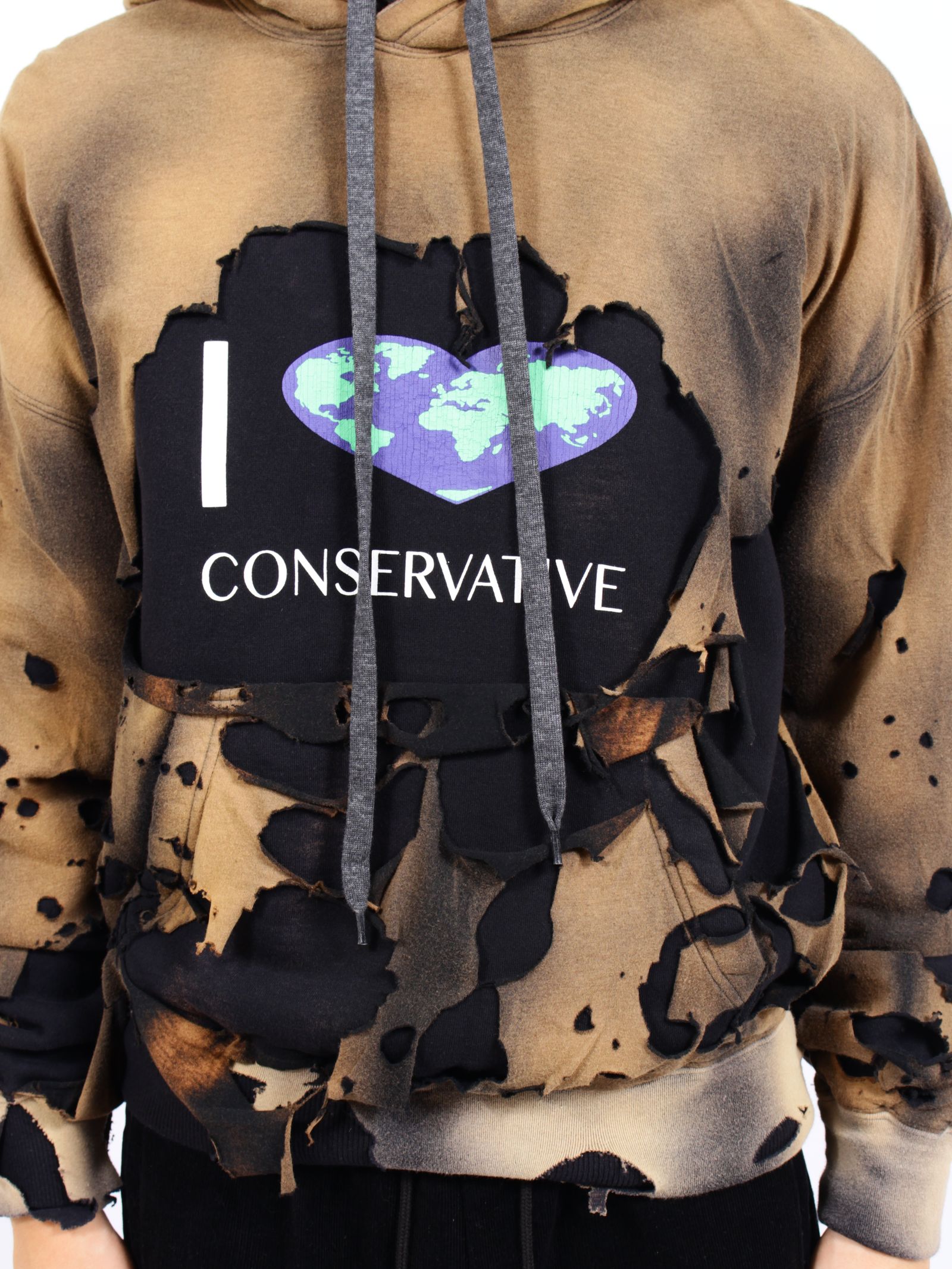 【26AW】ヒドゥン コンサバティブ フーディー ダメージ加工 2重 パーカー /  HIDDEN CONSERVATIVE HOODIE / ブラック