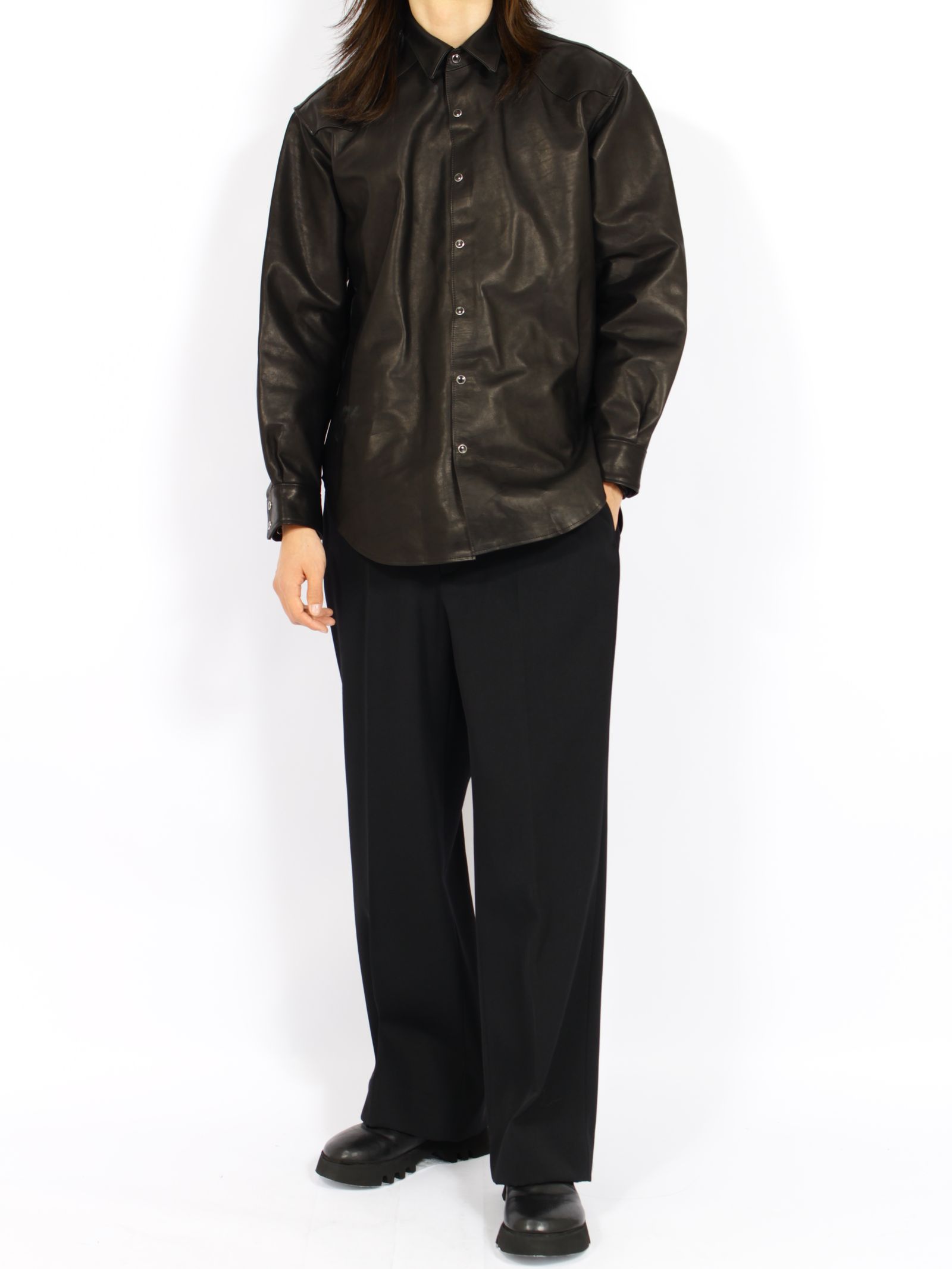 【26AW】ホースレザー シャツ ウエスタンシャツ / HORSE LEATHER SHIRTS / ブラック