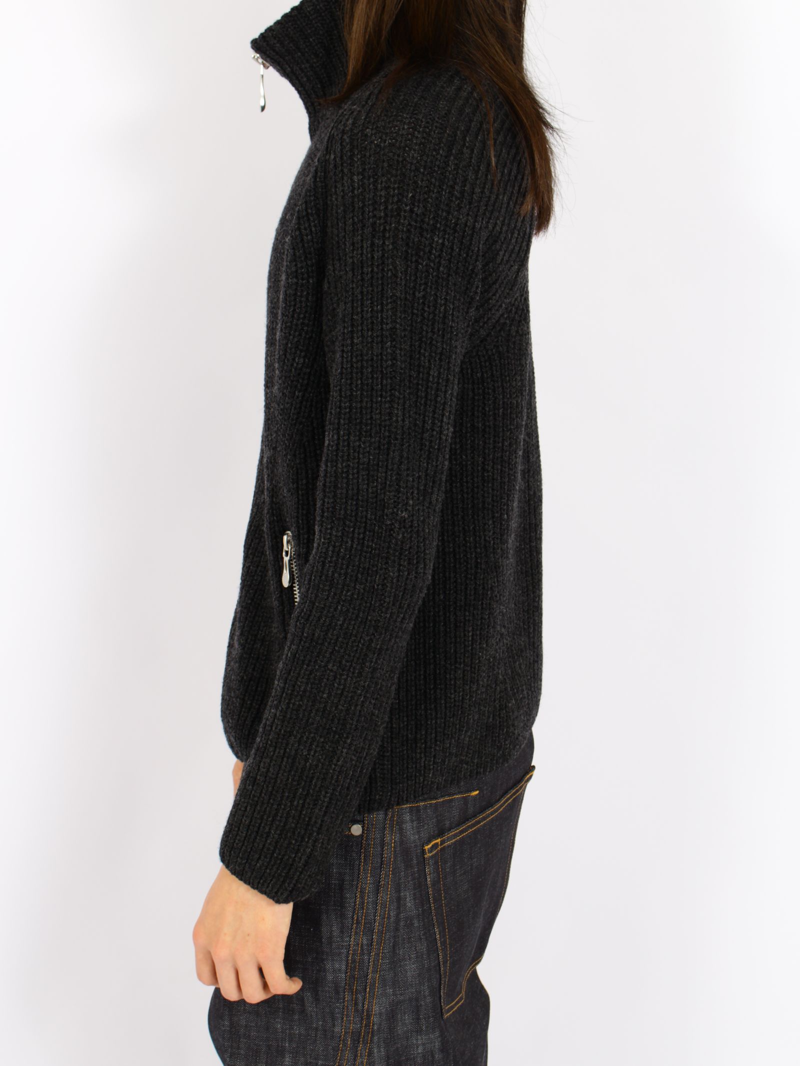 【26AW】ドライバーズ ジップ アップ セーター ニット セーター / DRIVERS ZIP UP SWEATER / BLACK MELANGE(ブラック)