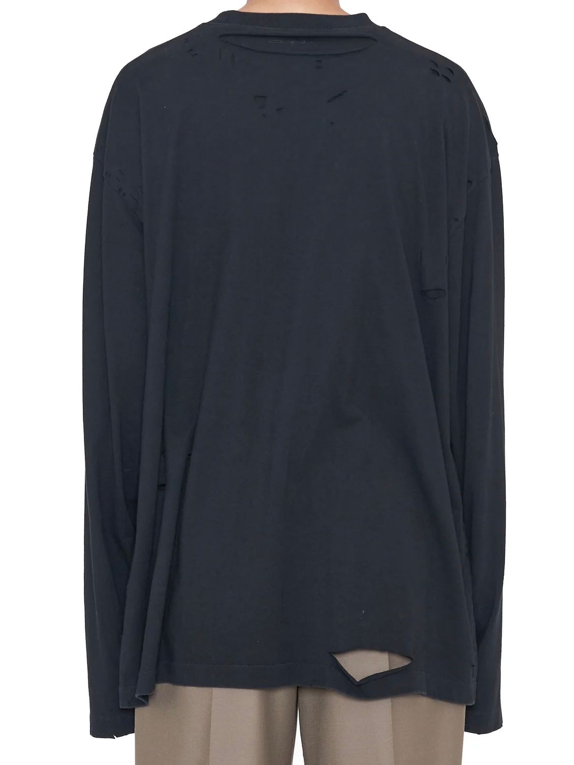 【24AW】ダブル レイヤード ディストロイ Tシャツ / ASH GREY AGING DOUBLE LAYERED DISTROYED TEE / ブラック