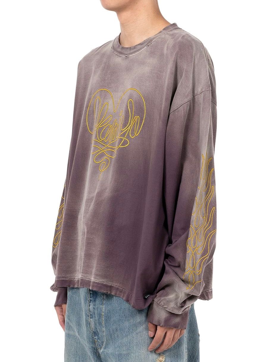 【24AW】ロープ ブリーチド ロングスリーブ Tシャツ / "ROPE" BREACHED L/S TEE / ブラウン