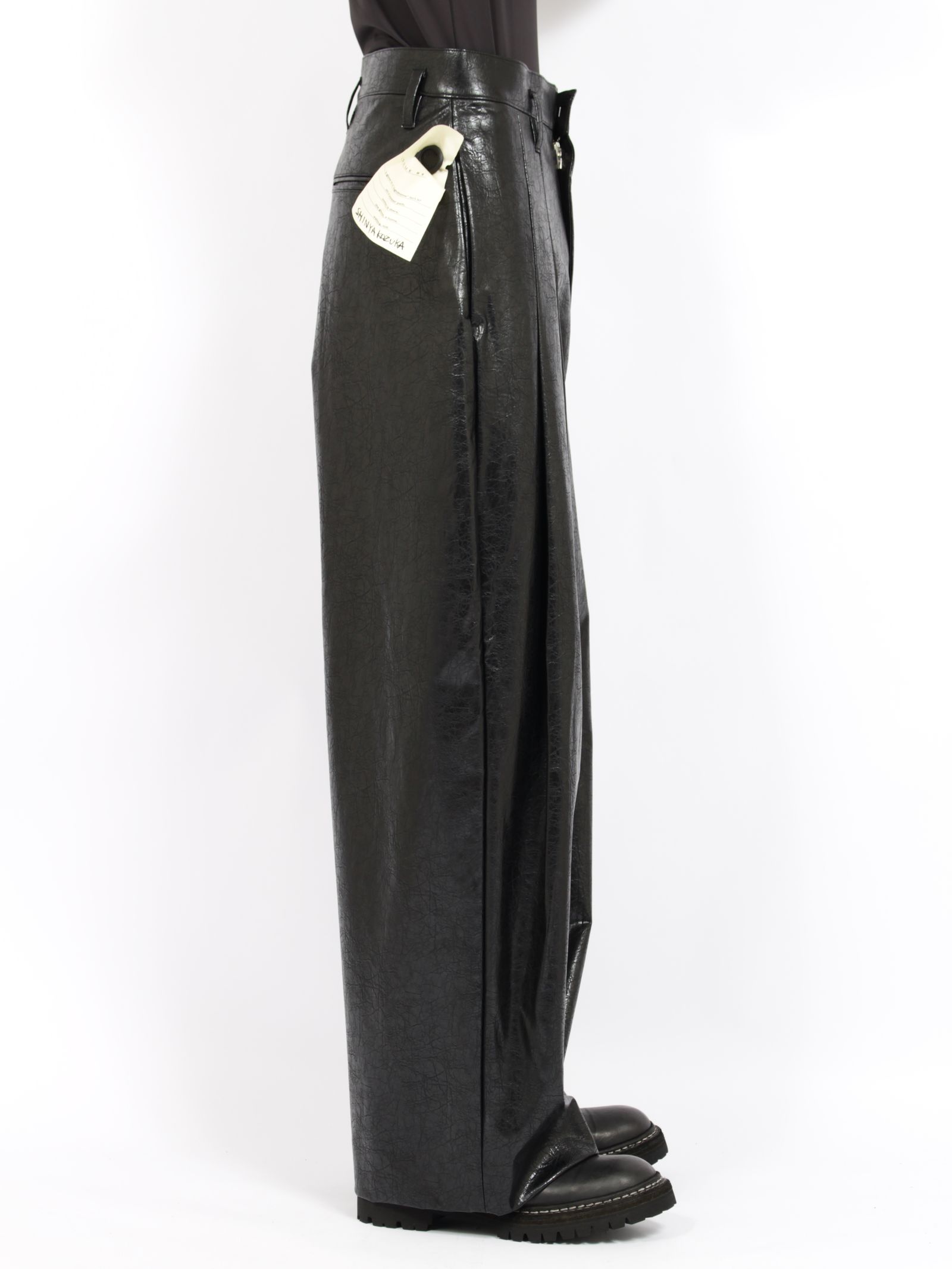 【定番】ディアー バギーパンツ シンセティックレザー synthetic leather / DEAR, BAGGY / ブラック