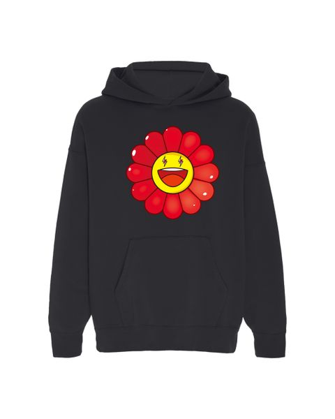 ビッグフラワープリント フーディー / Rojo Large Flower Hoodie / ブラック × レッド