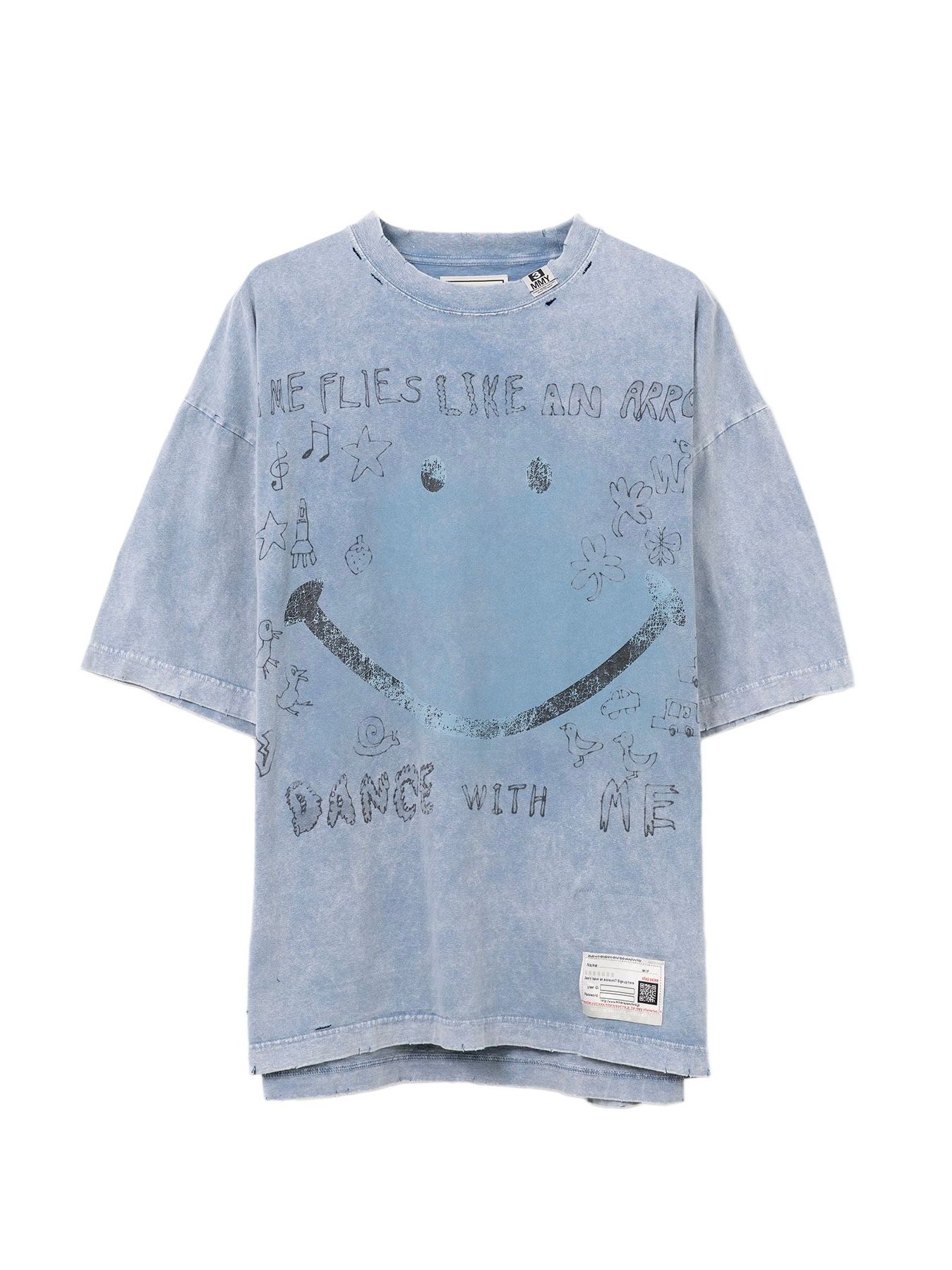 ■MIHARA YASUHIRO■ブリーチ スマイリープリント Tシャツ Maison MIHARA YASUHIRO - 【25SS】ブリーチ加工 スマイリー