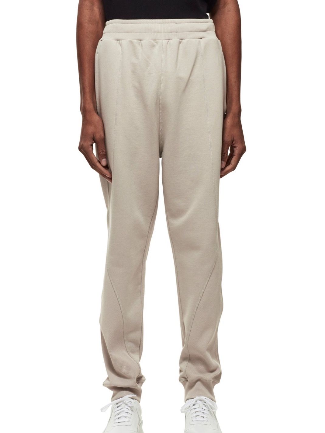 パネルロゴ ライン パンツ / COTTON LOOP BACK CEMENT CONTOUR LINE PANEL PANTS / ベージュ × シルバー