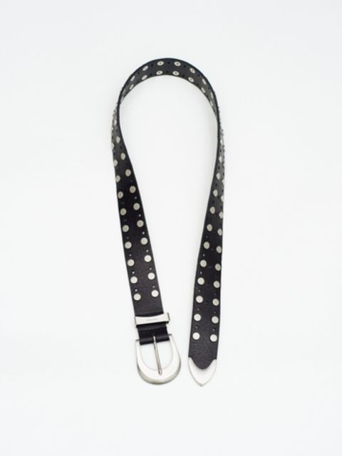 4cm幅 スタッズド レザー ベルト / 4C STUDDED LEATHER BELT / ブラック