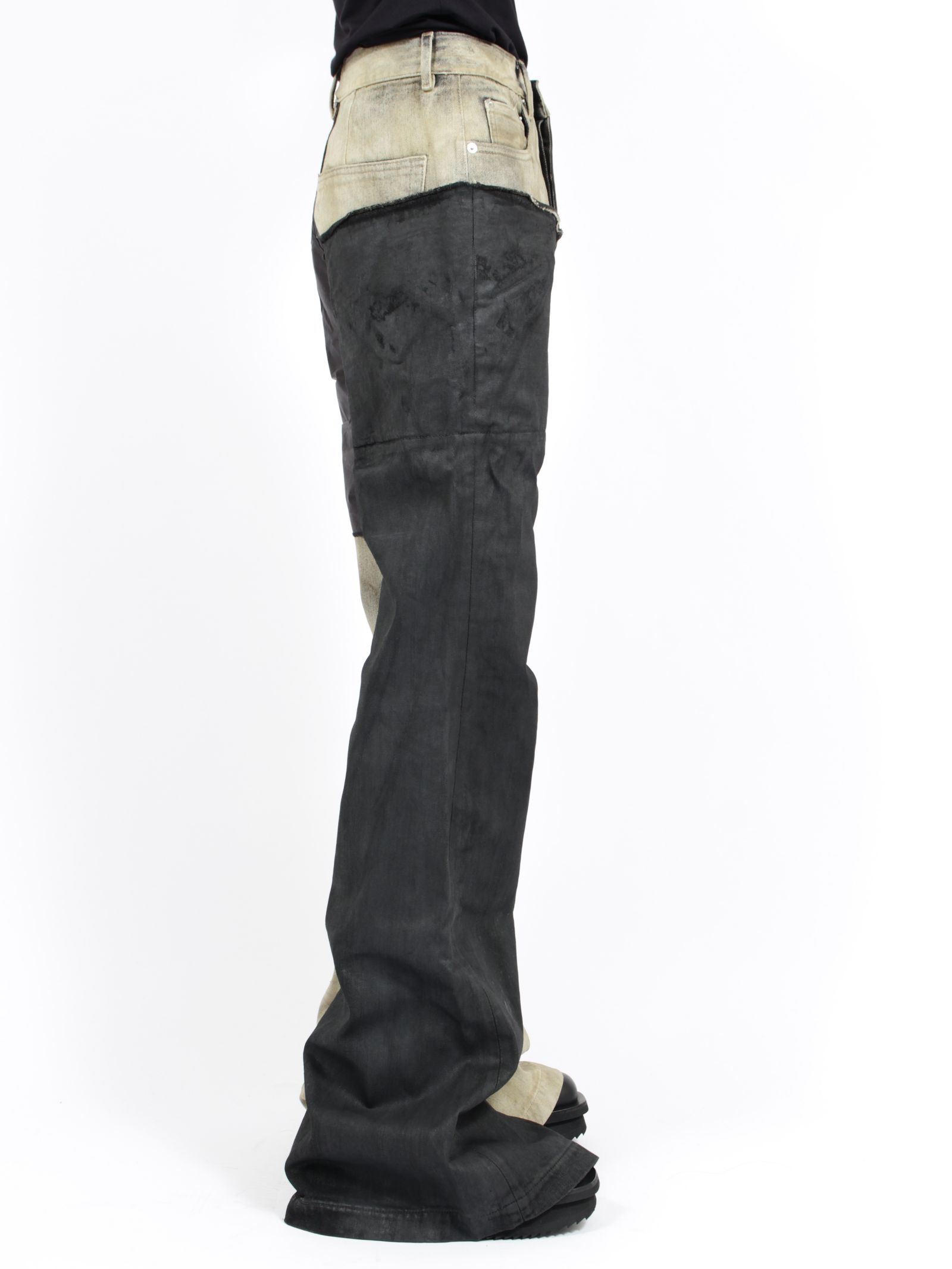 【26SS】ボラン ブーツカット 異素材 コンビネーション フレア デニム / BOLAN BOOTCUT / ダスト×ブラック