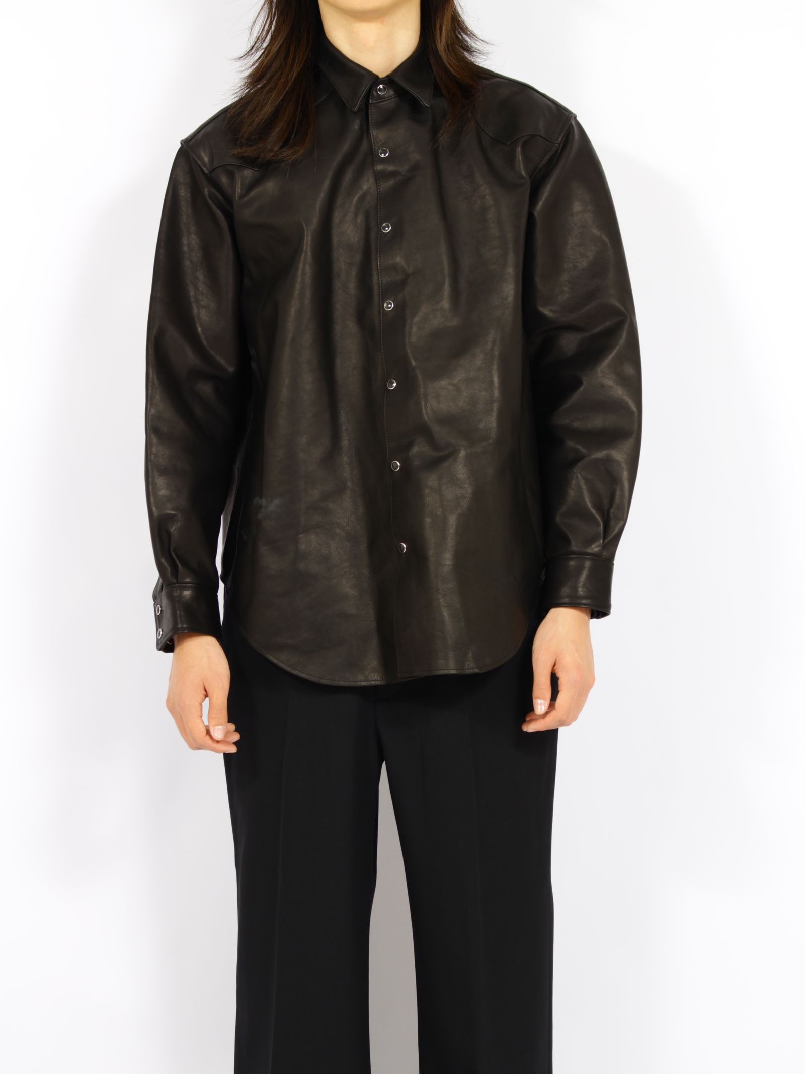【26AW】ホースレザー シャツ ウエスタンシャツ / HORSE LEATHER SHIRTS / ブラック