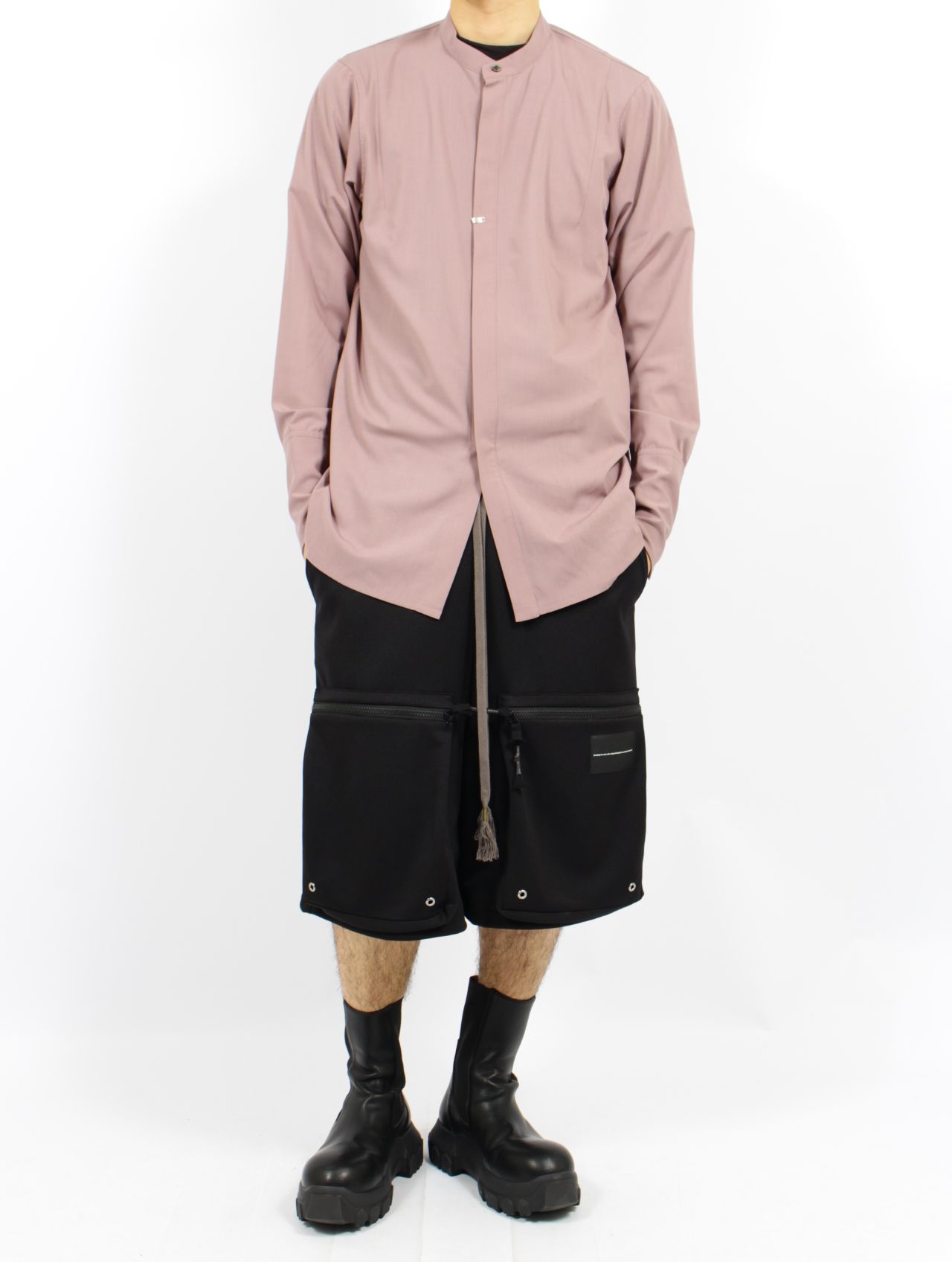 【24AW】スリット バンド カラー シャツ / SLIT BAND COLLAR SHIRT / アズキ