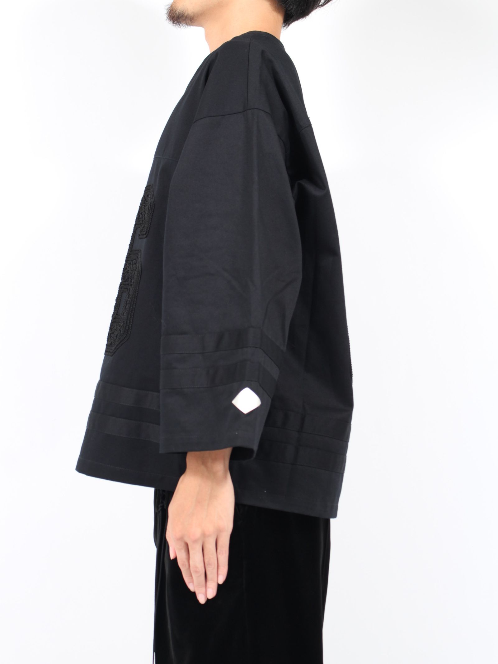 【24AW】コード 刺繍 ホッケー ゲーム 長袖 Tシャツ / CORD EMBROIDERED HOCKEY SHIRT / ブラック