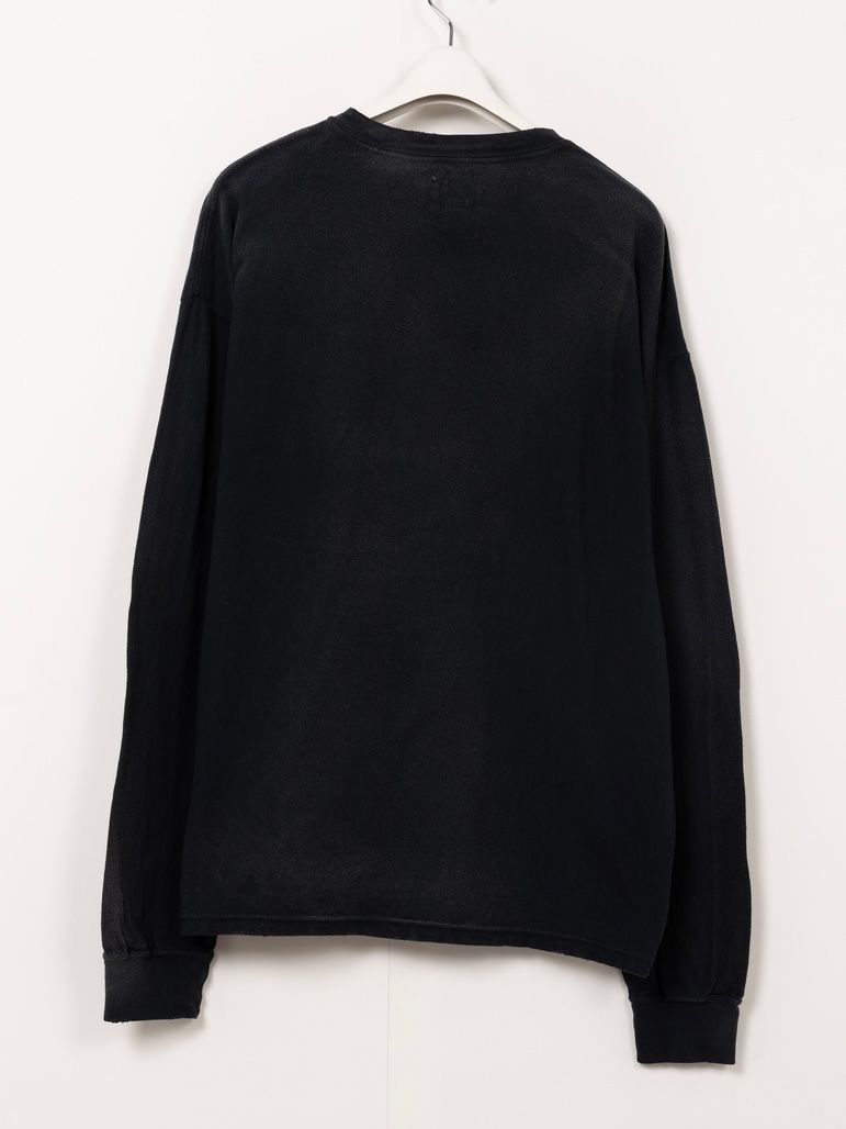 【25AW】カミヤ ロゴ ディストレスド ロング ポケット Tシャツ / "KAMIYA LOGO"DISTRESSED L/S POCKET TEE / ブラック