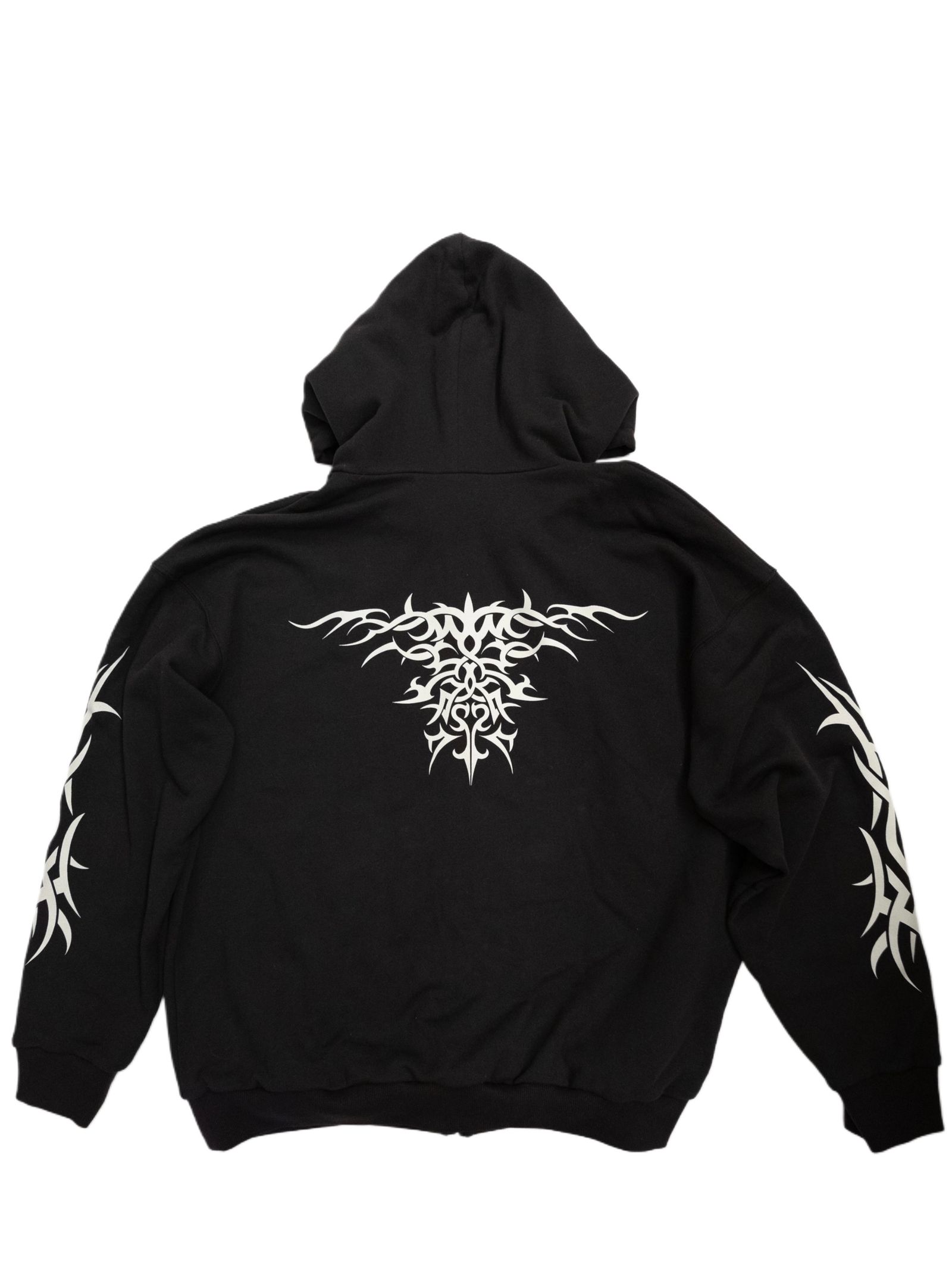 【25AW】ハート トライバル ジップ パーカー / HEART TRIBAL ZIP HOODED SWEATER / ブラック