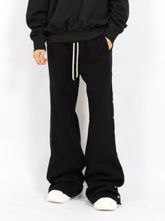 【26AW】ワイド プッシャー パンツ スウェット素材 サイドスナップボタン / WIDE PUSHER PANTS / ブラック