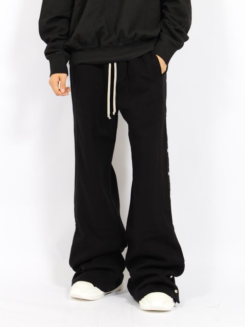【26AW】ワイド プッシャー パンツ スウェット素材 サイドスナップボタン / WIDE PUSHER PANTS / ブラック