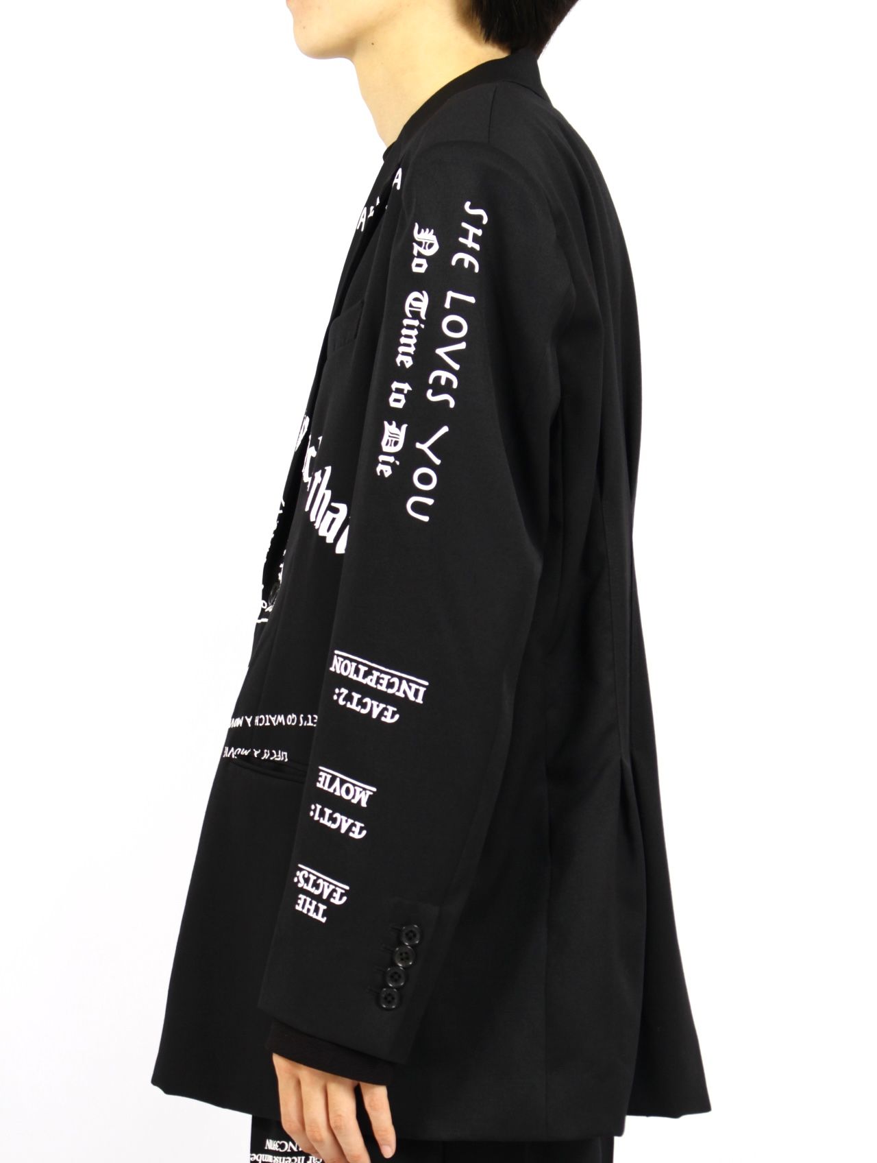 【25AW】"タトゥー" プリント テーラード ジャケット / "TATTOO" PRINTED TAILORED JACKET / ブラック