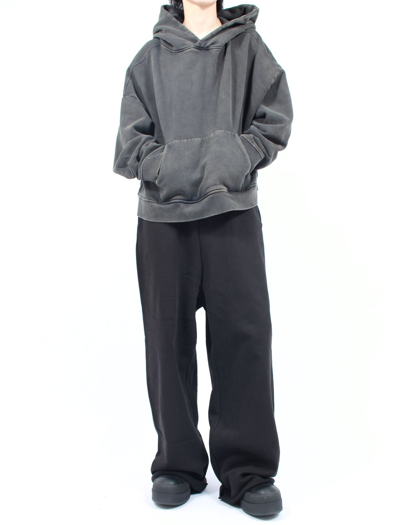 ヘビー プルオーバー フーディー パーカー / HEAVY HOOD / WASHED BLACK（ウォッシュブラック）