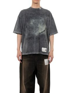 【25SS】ブリーチ加工 スマイリー フェイス プリント 半袖 Tシャツ / BLEACHED SMILY FACE PRINTED TEE / ブラック