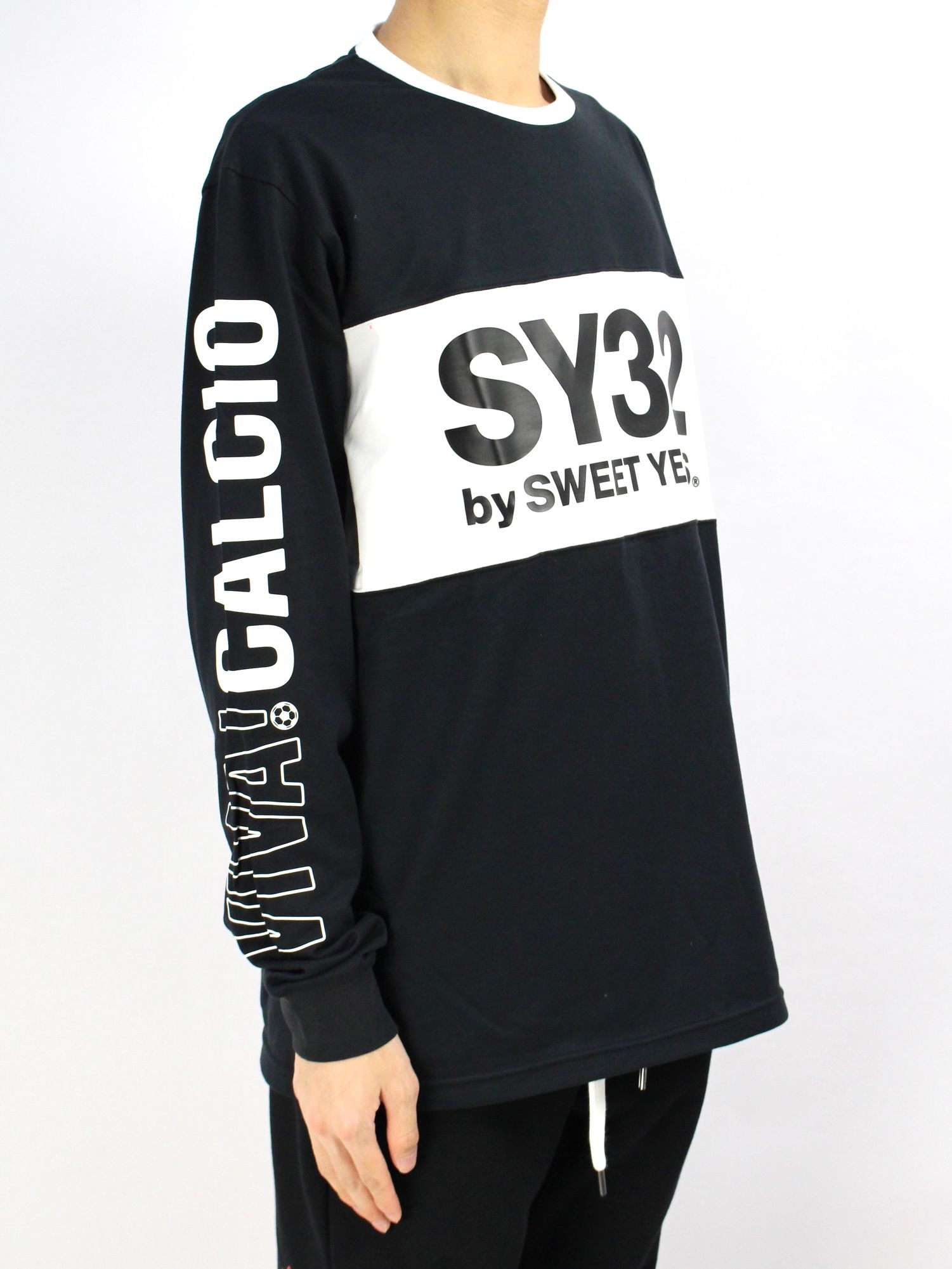 SY32 by SWEET YEARS - バイカラー ラバーロゴ ロングスリーブTシャツ