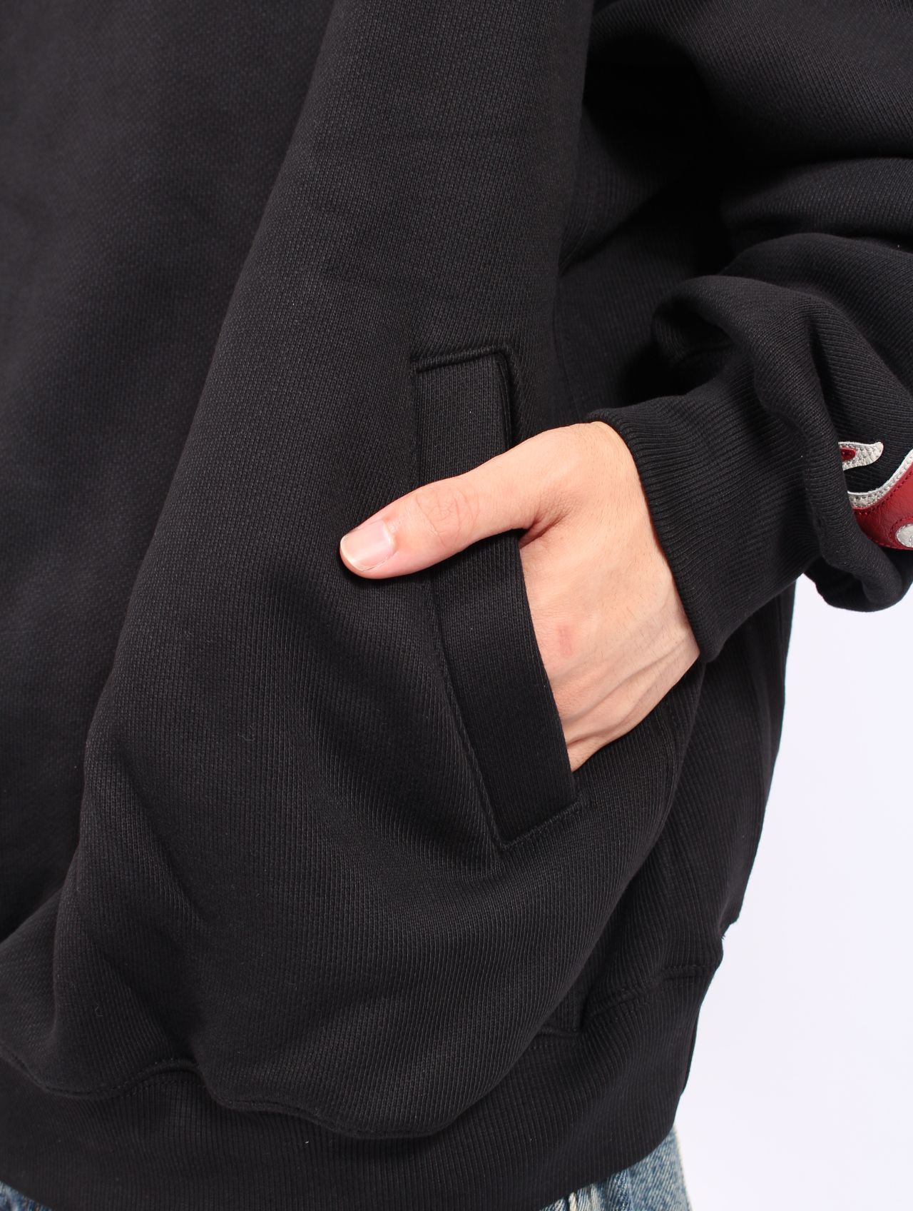 【25AW】レザー フレーム パーカー / LEATHR FLAME HOODIE / ブラック