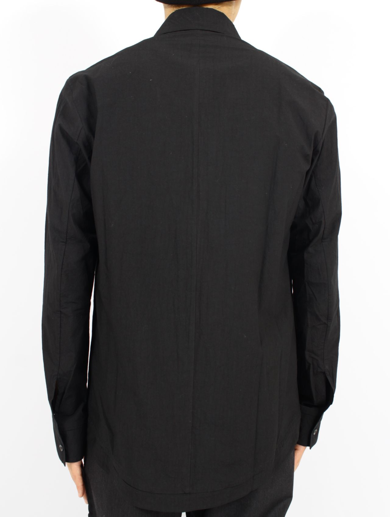 【25SS】ハンドステッチ ヘム ボンバー リラックス フィット シャツ / HAND-STITCHED HEM BORDER  RELAXED FIT SHIRT / ブラック