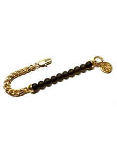 【取り寄せ・受注生産】ハーフ 数珠 ジュズ ブレスレット / HALF JUZU BRACELET / ゴールド × ブラウン