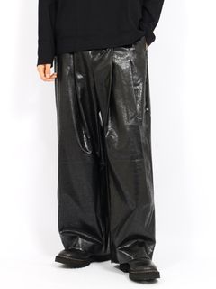 【定番】ディアー バギーパンツ シンセティックレザー synthetic leather / DEAR, BAGGY / ブラック