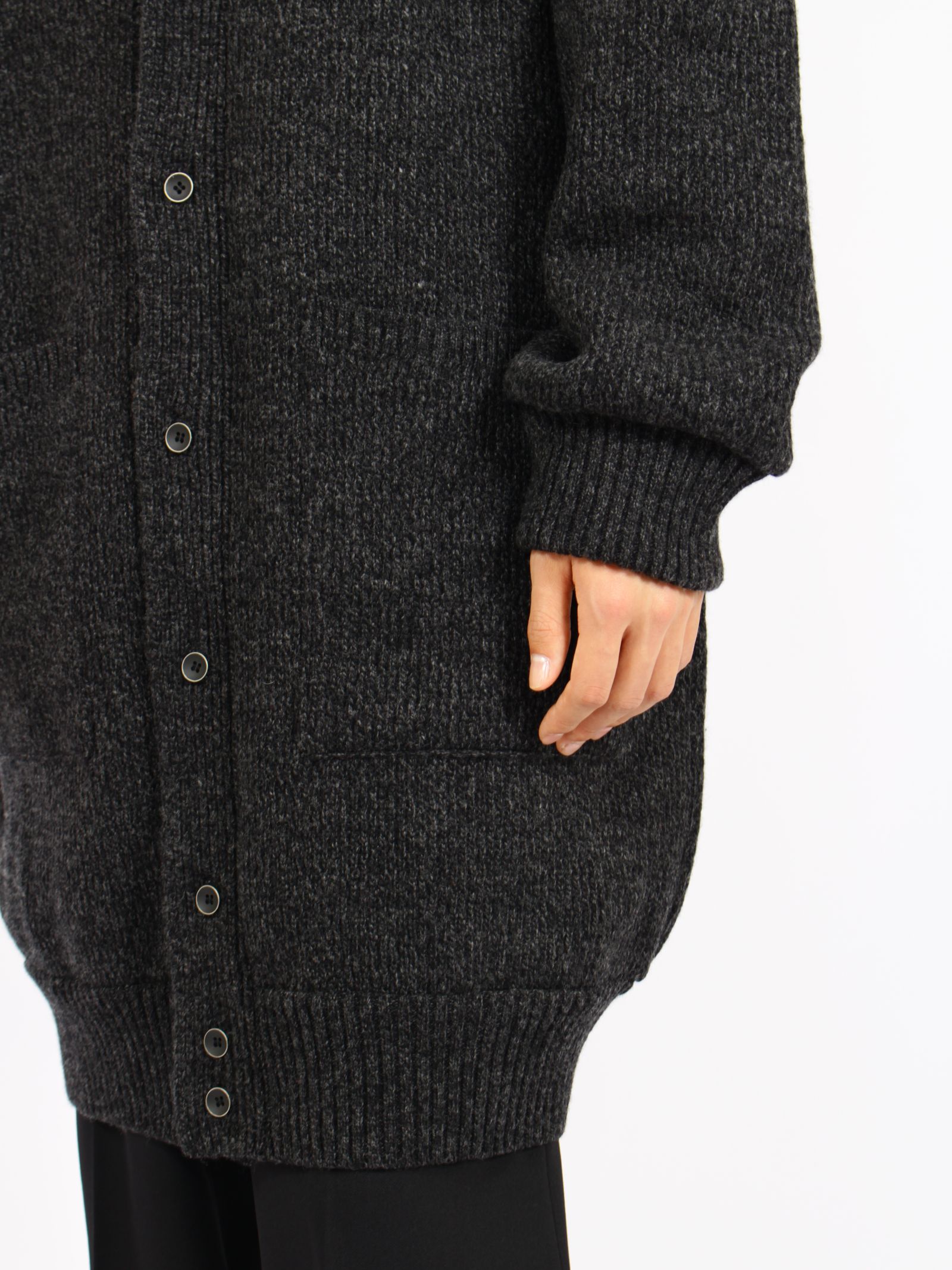 【26AW】ラムウール ヘビー ロング カーディガン / RAM WOOL HEAVY LONG CARDIGAN .16 / チャコール