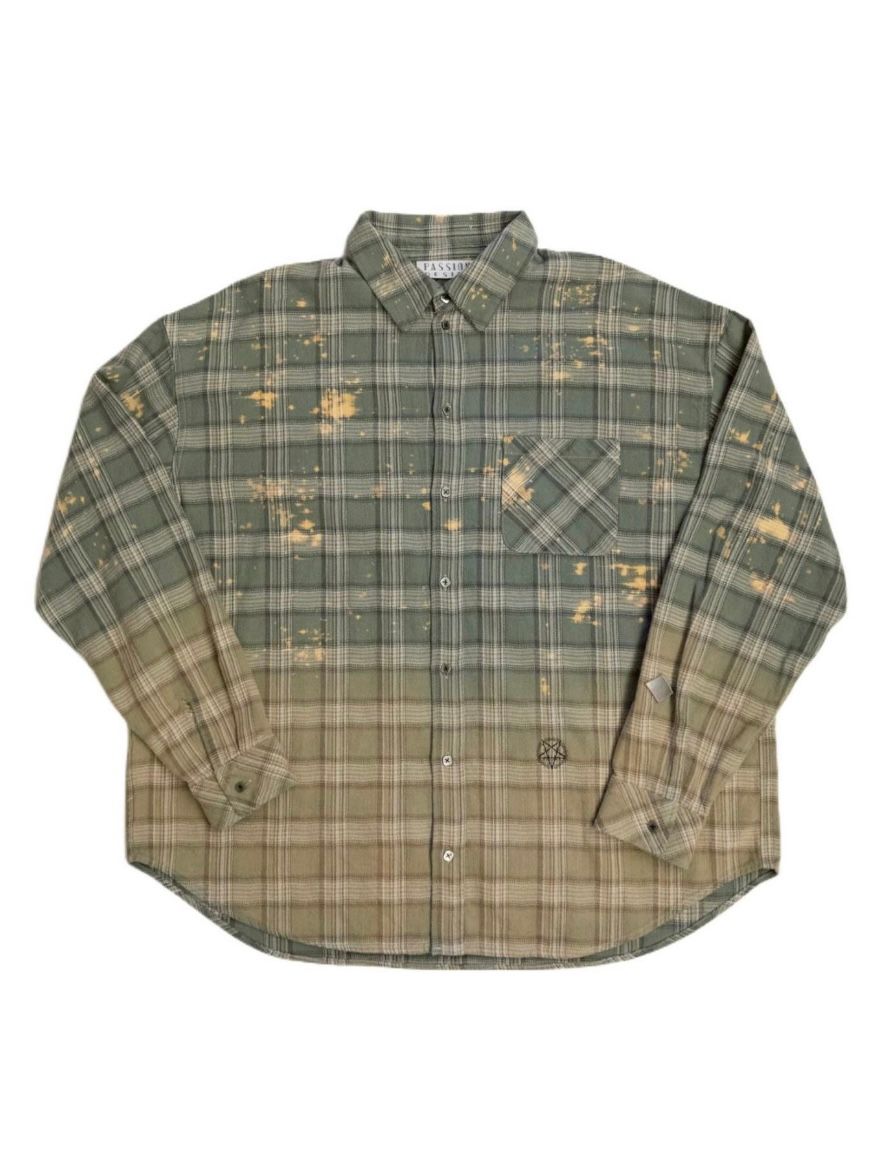 【26SS】コットン フランネル チェック ブリーチ シャツ / COTTON FLANNEL CHECK BLEACH SHIRT / グリーン
