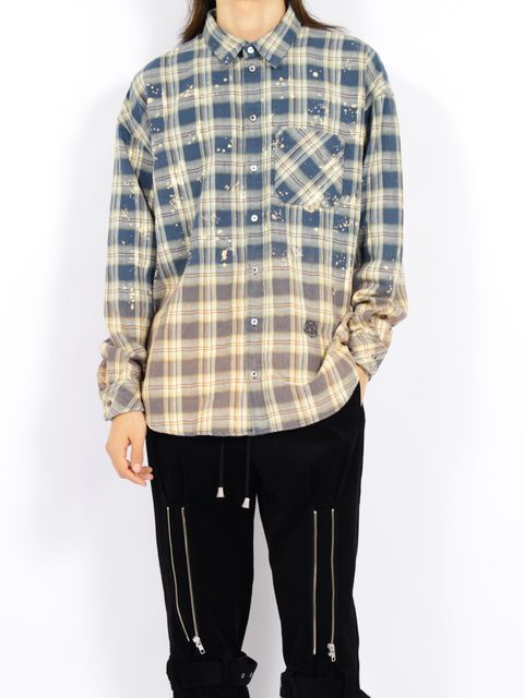 【26AW】コットン チェック ブリーチド シャツ / COTTON CHECK BLEACHED SHIRT / ブルー