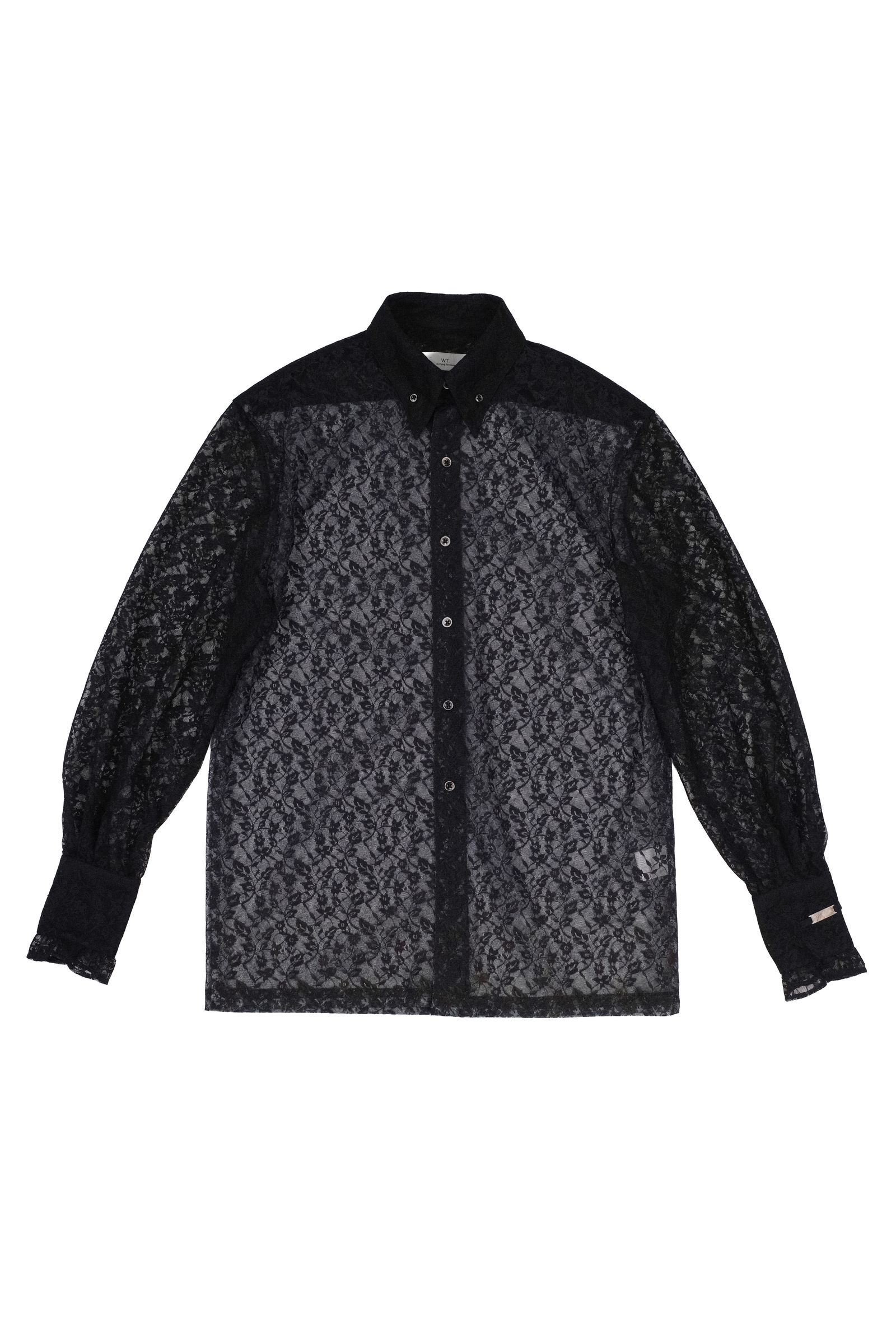 【27SS】 レース ナロー シャツ / LACE NARROW SHIRT / ブラック×グリーン