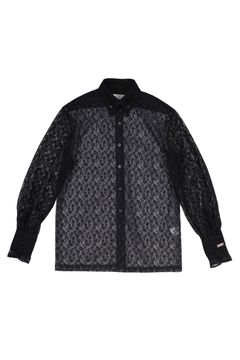 【27SS】 レース ナロー シャツ / LACE NARROW SHIRT / ブラック×グリーン