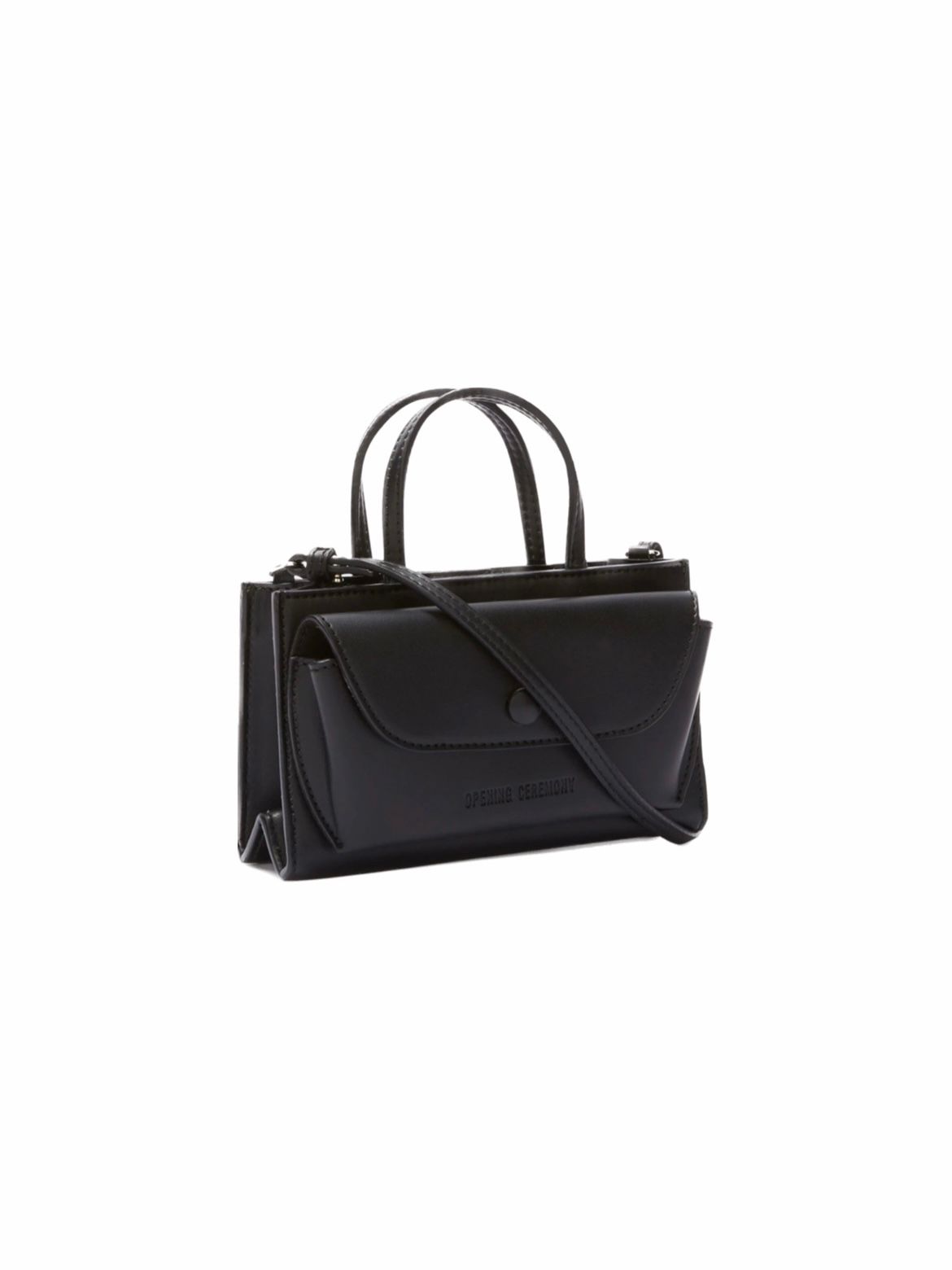 ミニ  フェイクレザー バッグ / FAUX LEATHER RAZOR CLAM BAG / ブラック