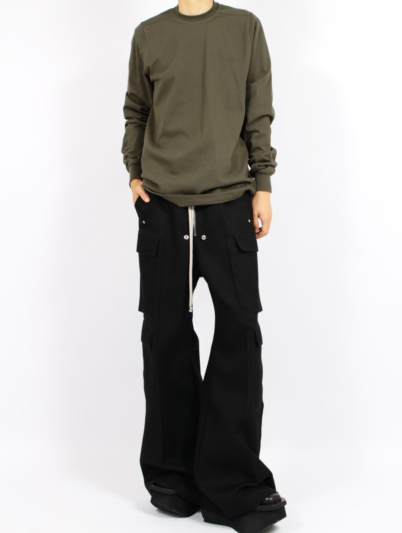 【25AW】リブ クルーネック 長袖スウェット シャツ / SHORT CREWNECK LS / ボスコ(カーキ)