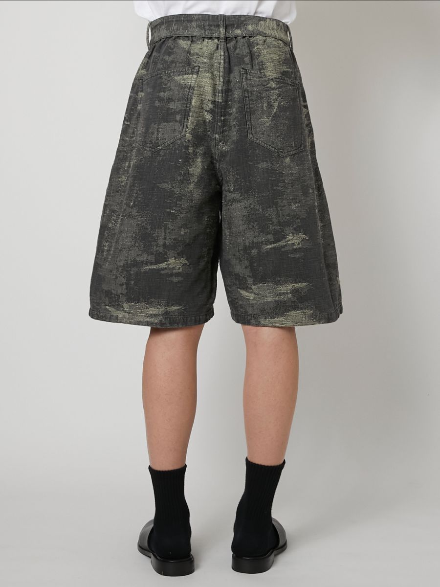 【27SS】ベルテッド デニム ショーツ ジャガードデニム ハーフパンツ / BELTED DENIM SHORTS / グレー