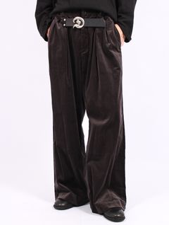 【25AW】"D"バックル スーパー ワイド ベロア パンツ / "D" BUCKLE SUPER WIDE VELOR PANTS / ブラック