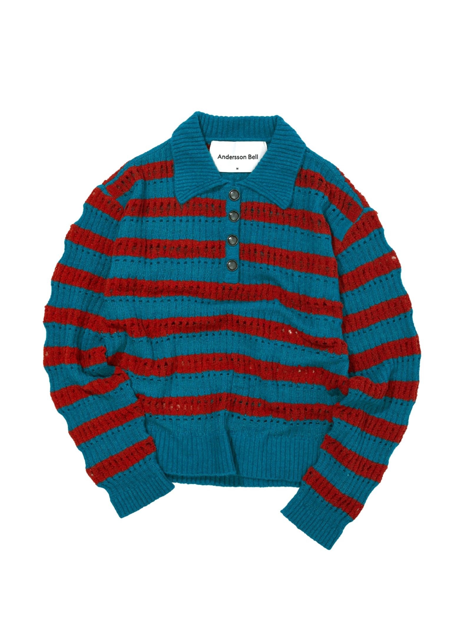 即完商品 ストライプ ポロセーター / STRIPE POLO SWEATER